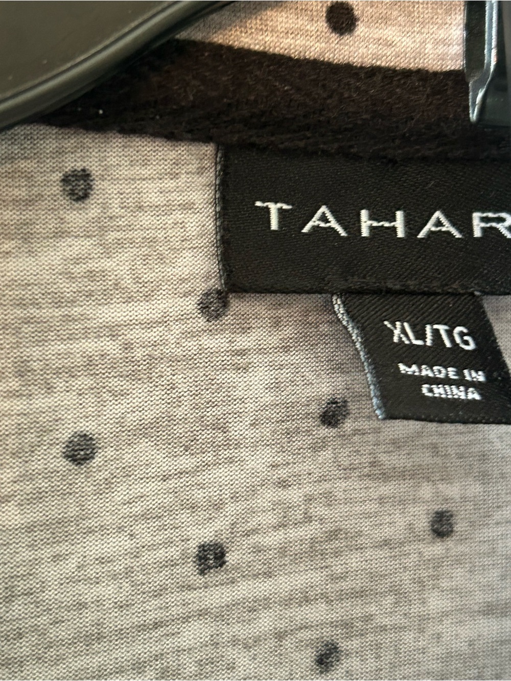 Tahari Pajama Set Womens XL Gray Polka Dot Button Front Long Sleeve Notch Collar - Picture 3 of 7